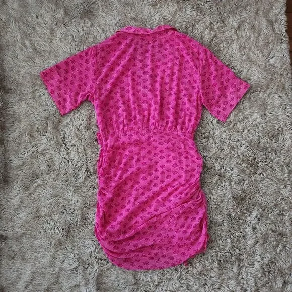 Free People Silver Honey Mini Wrap Dress Shell Print Berry Combo Pink Size Large - Picture 11 of 14